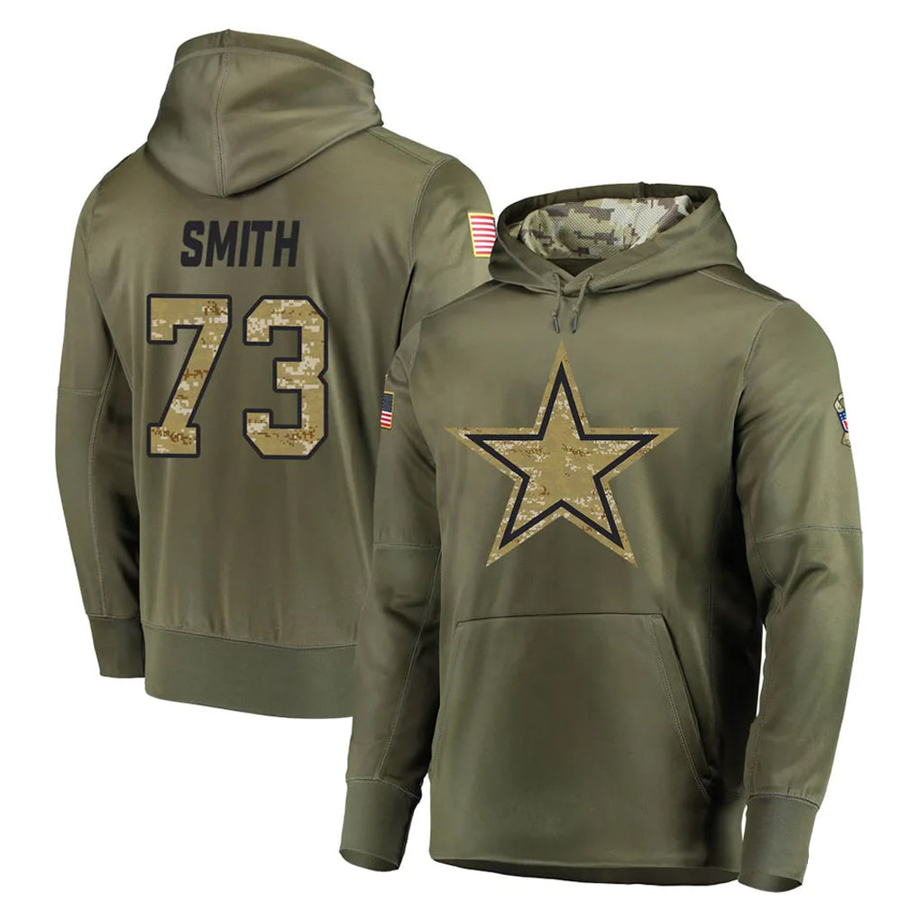Jdoa D.Cowboys #73 Tyler Smith Player Olive Salute to Service Pullover Hoodies Home Game Stitched Jerseys