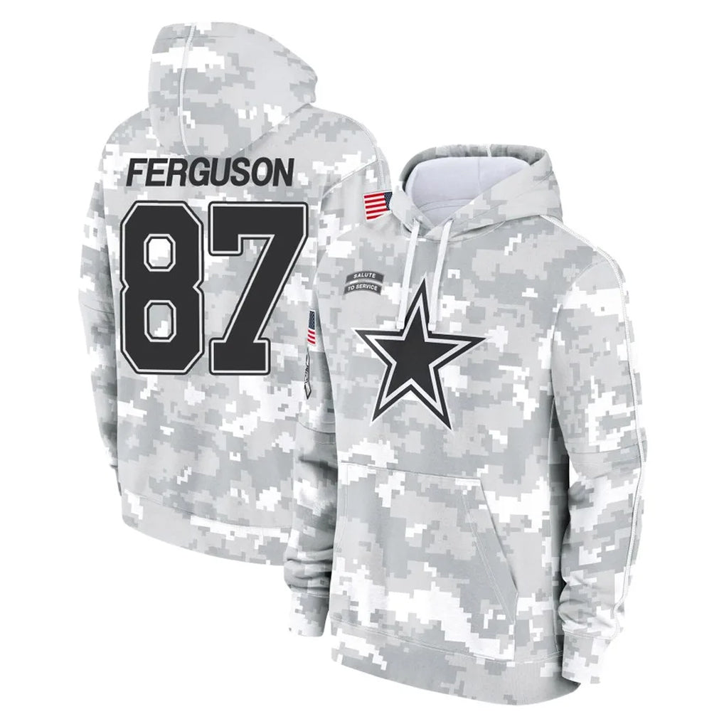 Jdoa D.Cowboys #87 Jake Ferguson Player Arctic Camo Salute to Service Hoodies Limited Game Stitched Jerseys