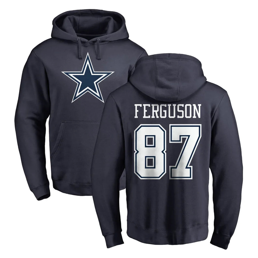 Jdoa D.Cowboys #87 Jake Ferguson Player Navy Pullover Hoodies Limited Stitched Jerseys