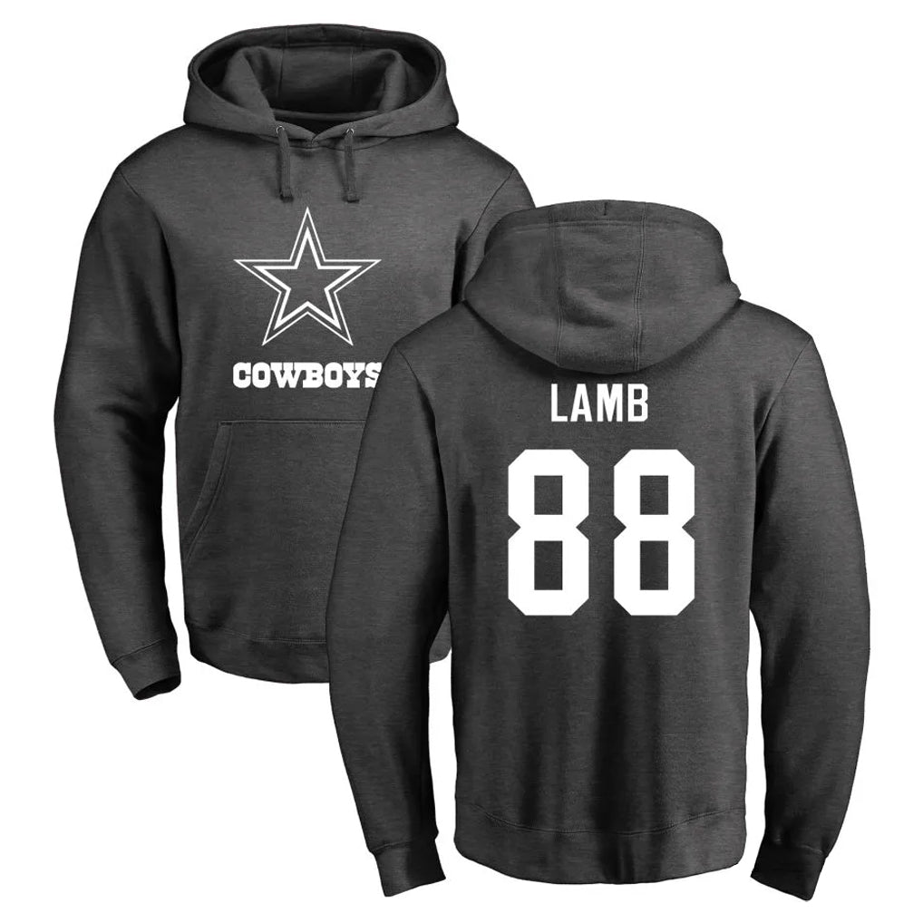 Jdoa D.Cowboys #88 CeeDee Lamb Player Ash One Color Pullover Hoodie Limited Stitched Jerseys
