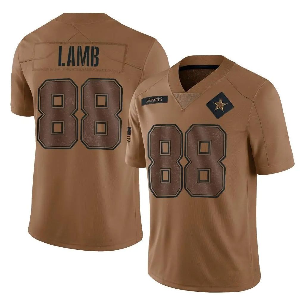 Jdoa D.Cowboys #88 CeeDee Lamb Player Brown Salute to Service Limited Home Game Stitched Jerseys