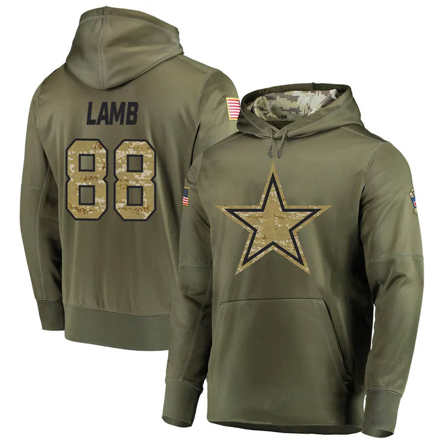 Jdoa D.Cowboys #88 CeeDee Lamb Player Salute to Service Pullover Hoodie Game Stitched Jerseys
