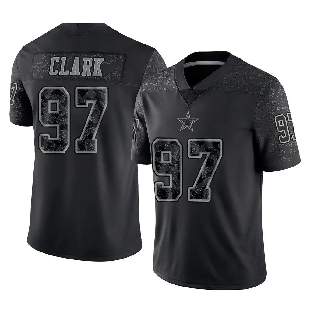 Jdoa D.Cowboys #97 Kenny Clark Player Black Limited Reflective Home Game Stitched Jerseys