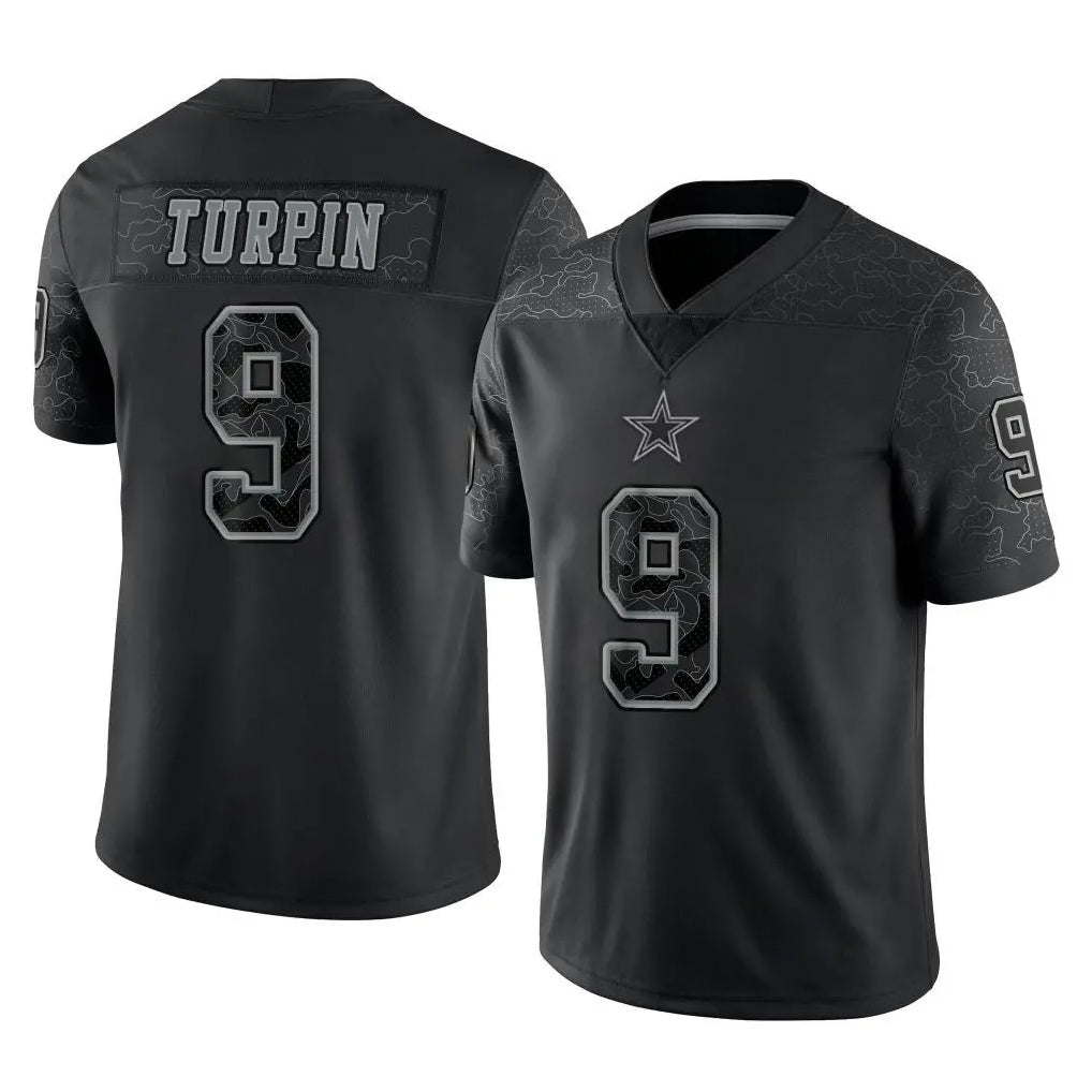Jdoa D.Cowboys #9 KaVontae Turpin Player Black Limited Reflective Home Game Stitched Jerseys