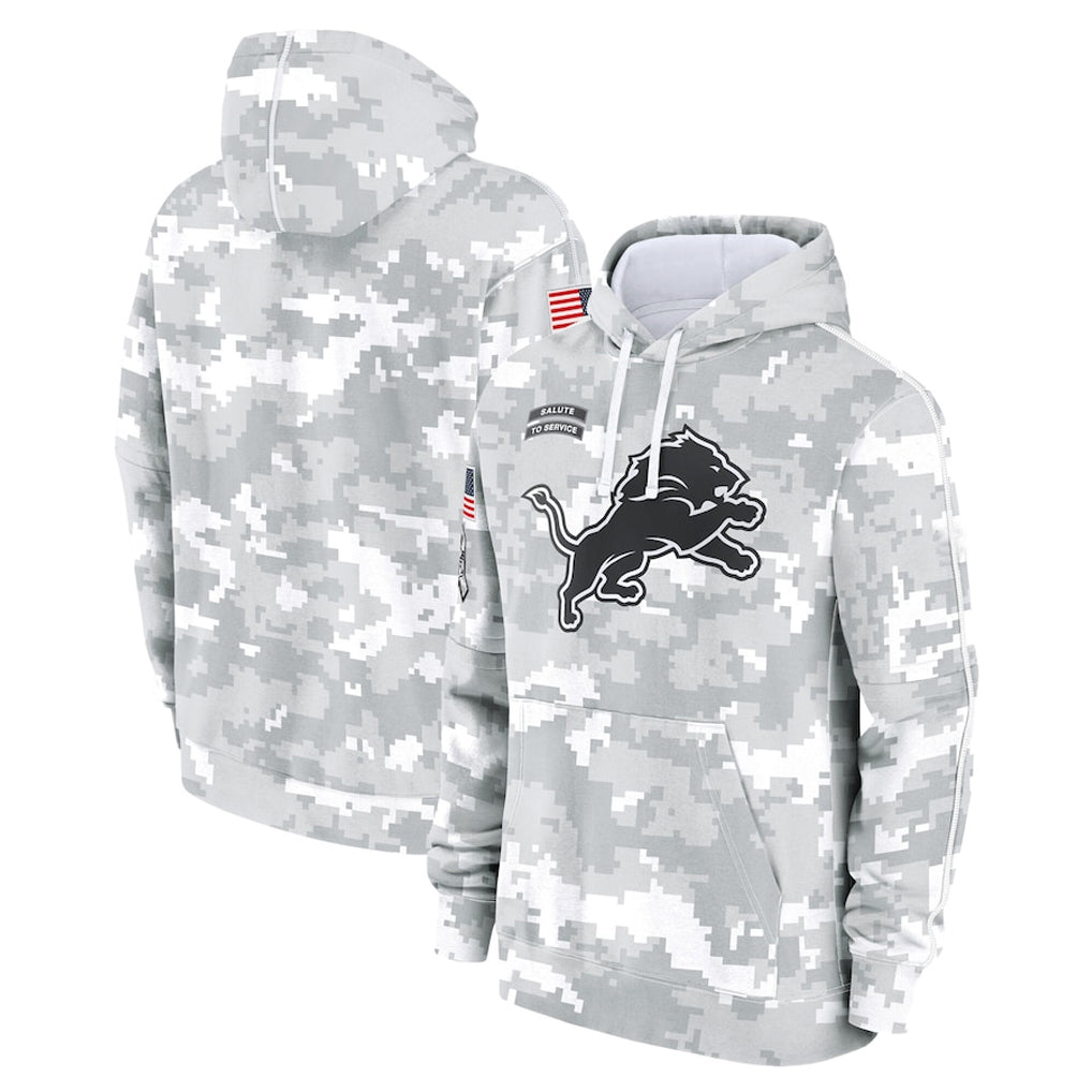 Jdoa D.Lions Arctic Camo Salute to Service Hoodies Limited Game Blank Player Stitched Jerseys