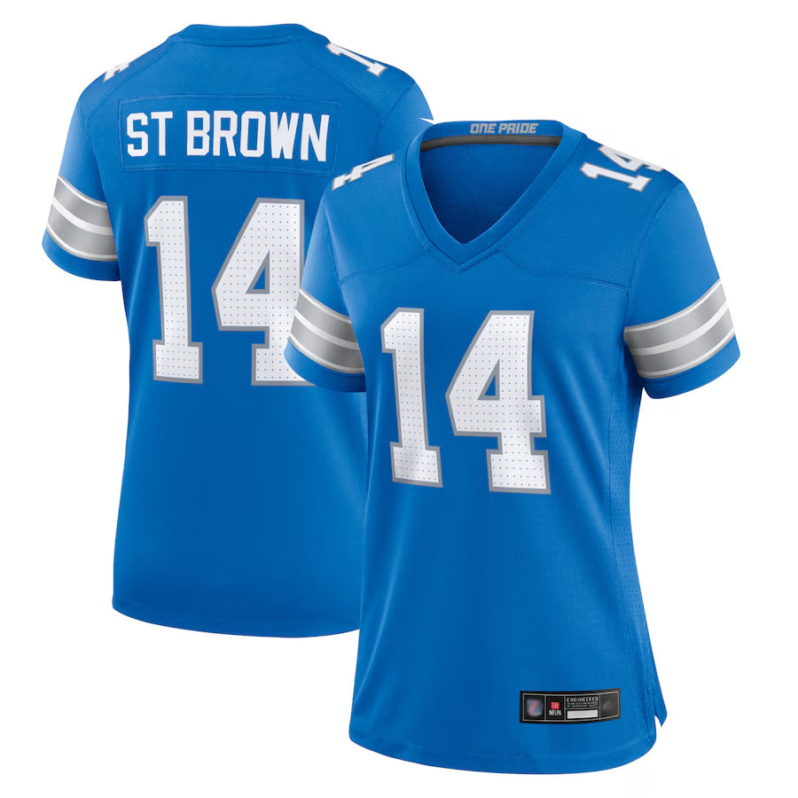 Jdoa D.Lions Home Game Stitched Jerseys - Blue - #14 Amon-Ra St. Brown Player