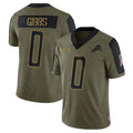 Jdoa D.Lions #0 Jahmyr Gibbs Player Salute To Service Olive Stitched Jerseys