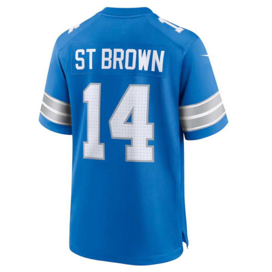 Jdoa D.Lions #14 Amon-Ra St. Brown Blue Game Jersey American Stitched Jersey