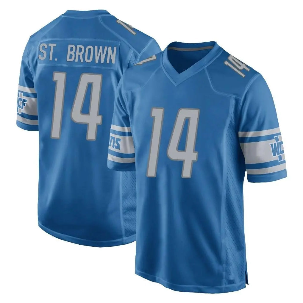 Jdoa D.Lions #14 Amon-Ra St. Brown Player Blue Home Game Stitched Jerseys
