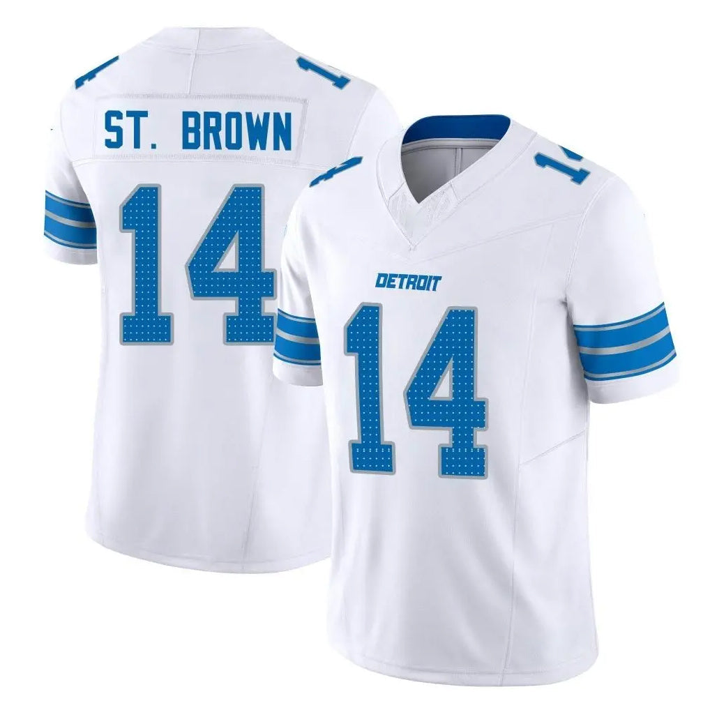Jdoa D.Lions #14 Amon-Ra St. Brown Player White Limited Vapor F.U.S.E. Alternate Home Game Stitched Jerseys