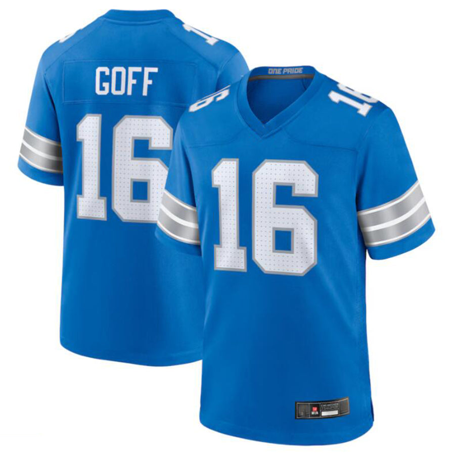 Jdoa D.Lions #16 Jared Goff Blue Game Jersey American Stitched Jerseys