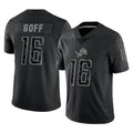 Jdoa D.Lions #16 Jared Goff Player Black REFLECTIVE Limited Stitched Jerseys