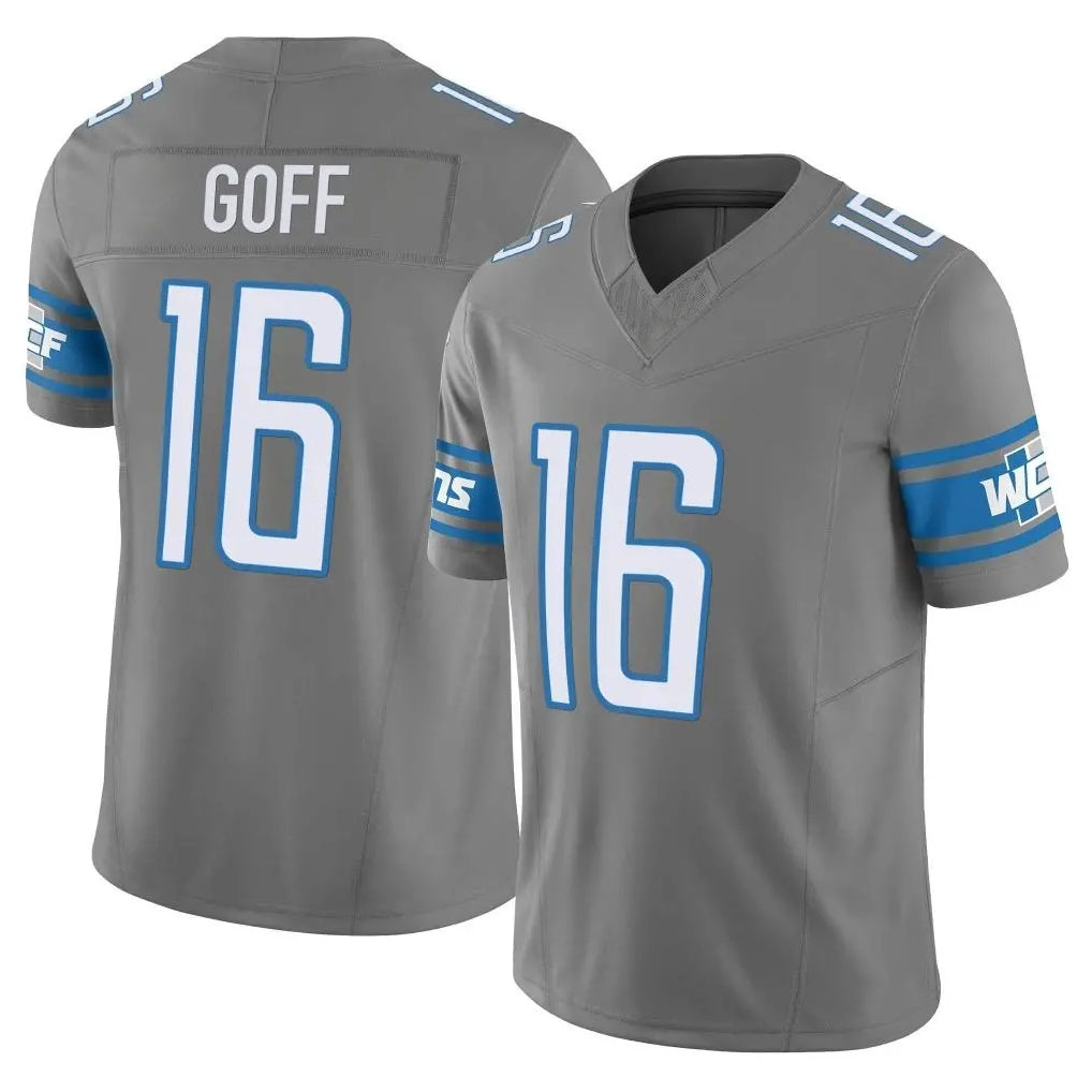 Jdoa D.Lions #16 Jared Goff Player Gray Vapor F.U.S.E. Limited Home Game Stitched Jerseys
