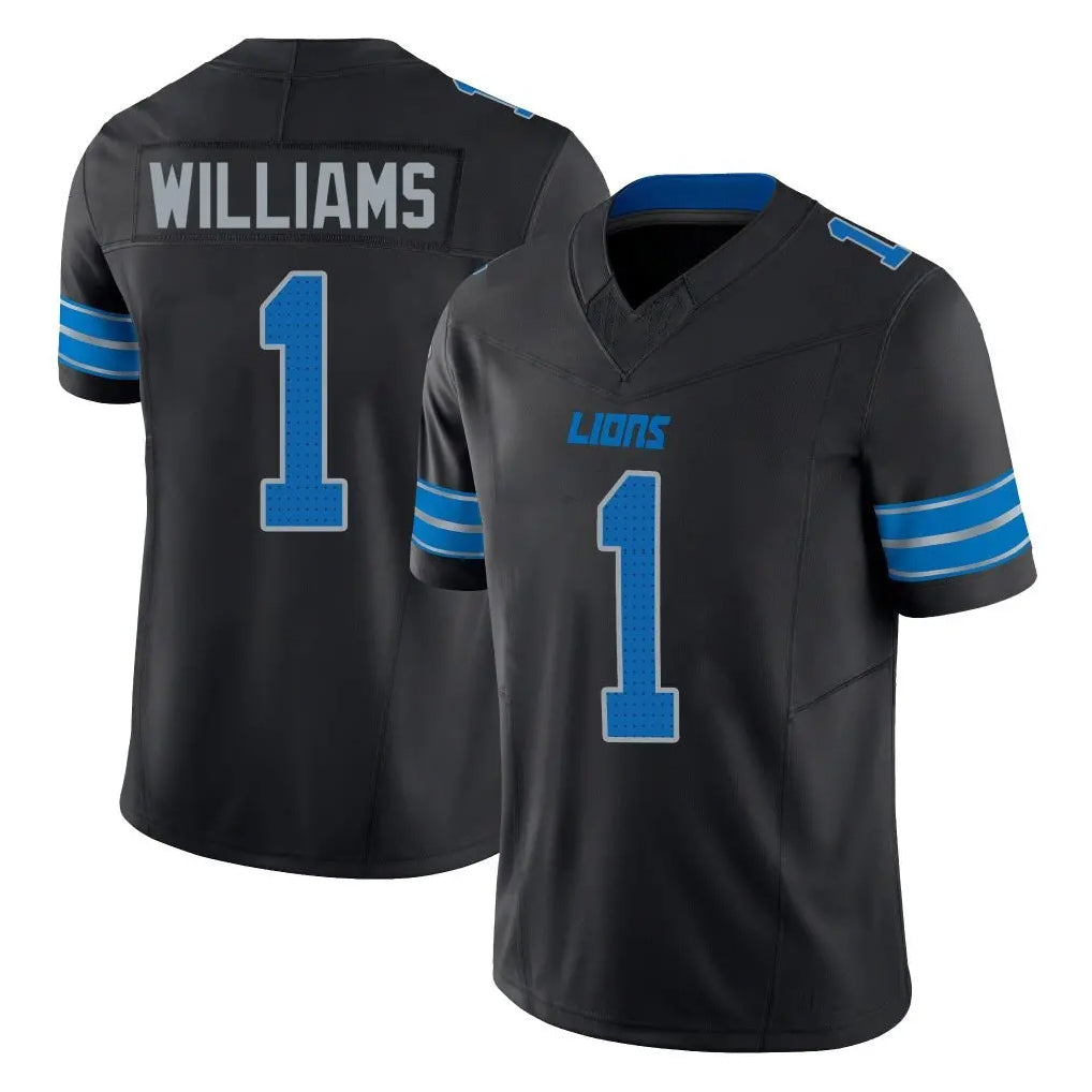 Jdoa D.Lions #1 Jameson Williams Player Black Alternate Vapor F.U.S.E. Limited Home Game Stitched Jerseys