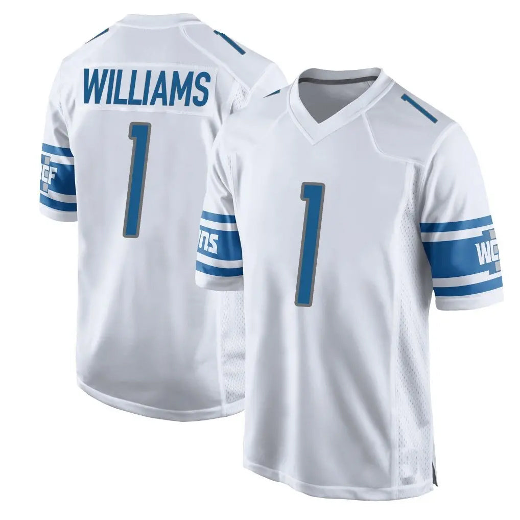 Jdoa D.Lions #1 Jameson Williams Player White Home Game Stitched Jerseys