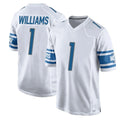 Jdoa D.Lions #1 Jameson Williams Player White Home Game Stitched Jerseys