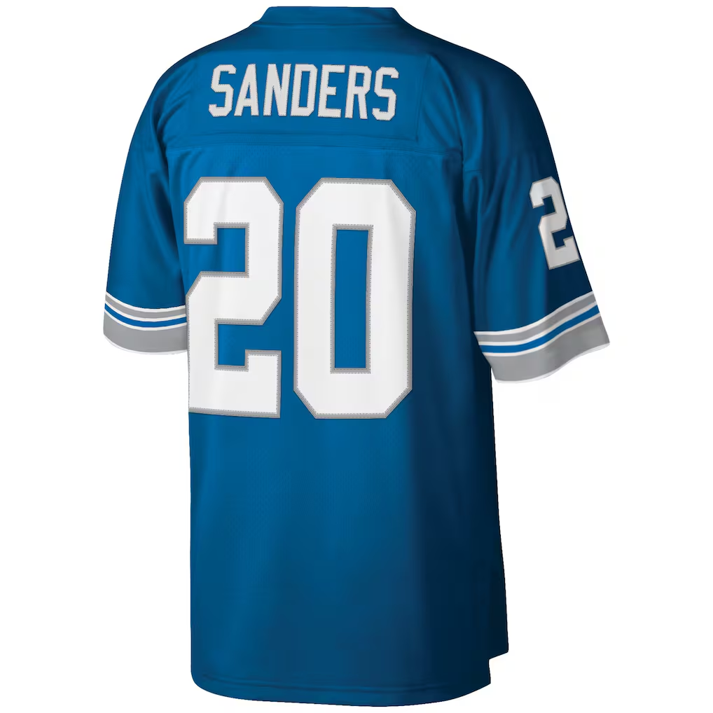 Jdoa D.Lions #20 Barry Sanders Mitchell & Ness Blue Big & Tall 1996 Retired Player Replica Stitched Jerseys