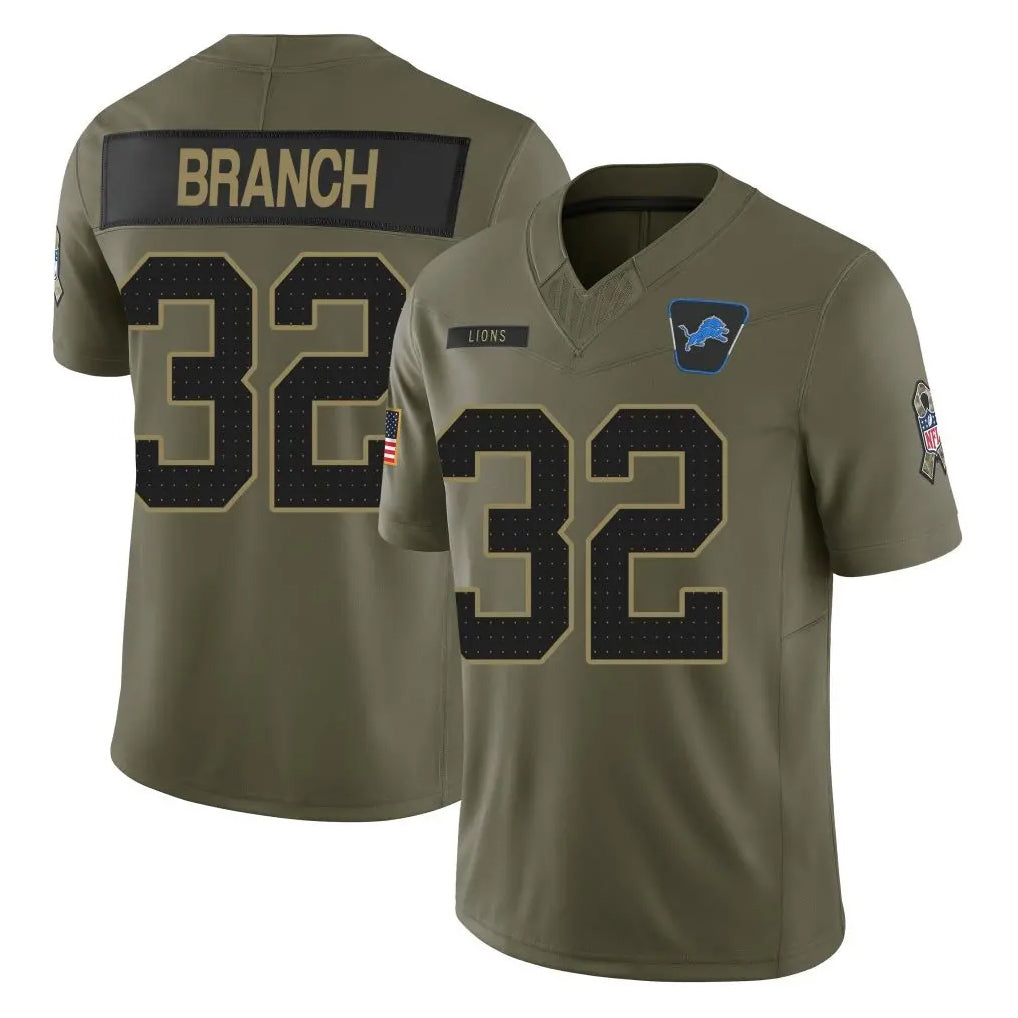 Jdoa D.Lions #32 Brian Branch Player Olive 2025 Salute To Service Limited Home Game Stitched Jerseys