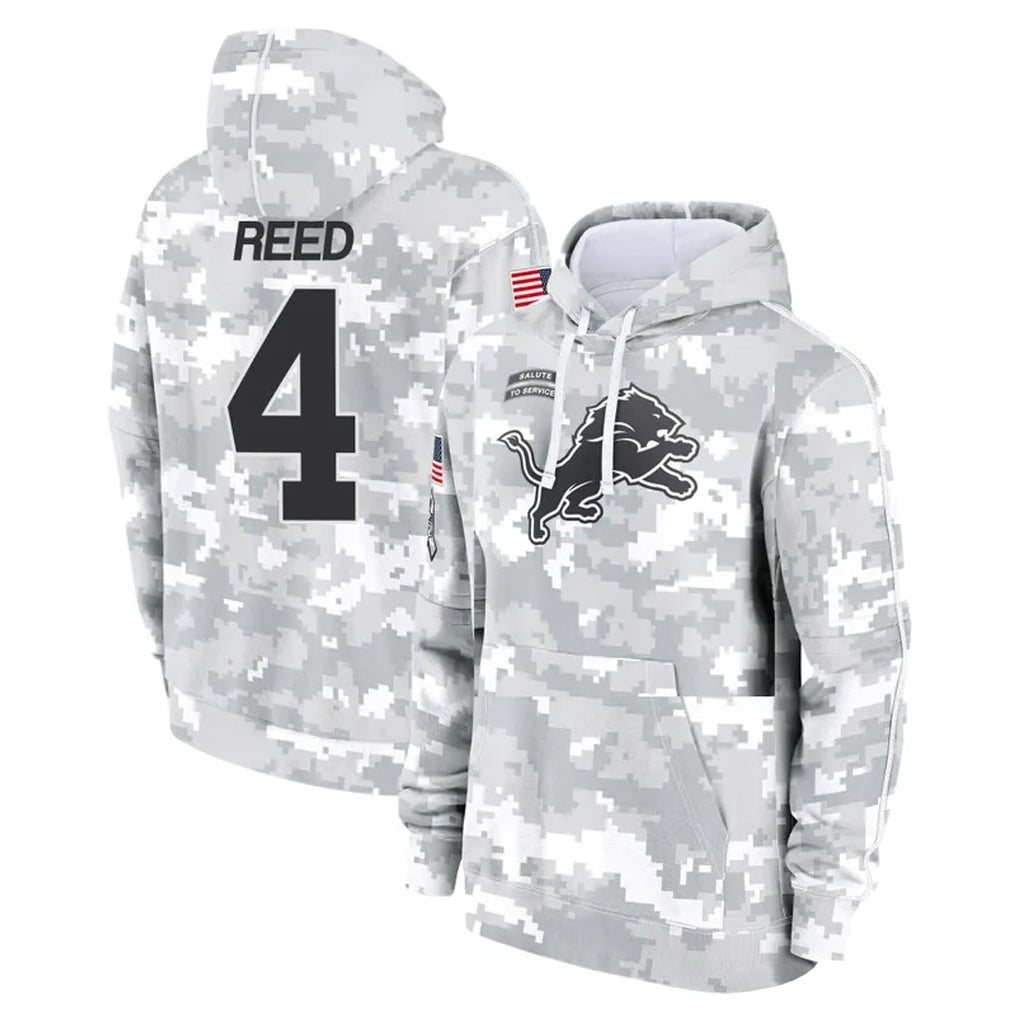 Jdoa D.Lions #4 D.J. Reed Player Arctic Camo Salute to Service Hoodies Limited Game Stitched Jerseys