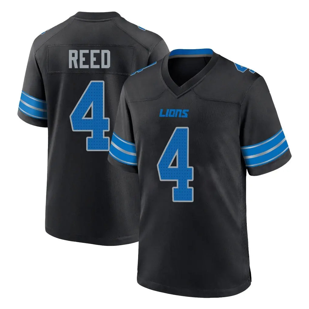 Jdoa D.Lions #4 D.J. Reed Player Black Alternate Home Game Stitched Jerseys