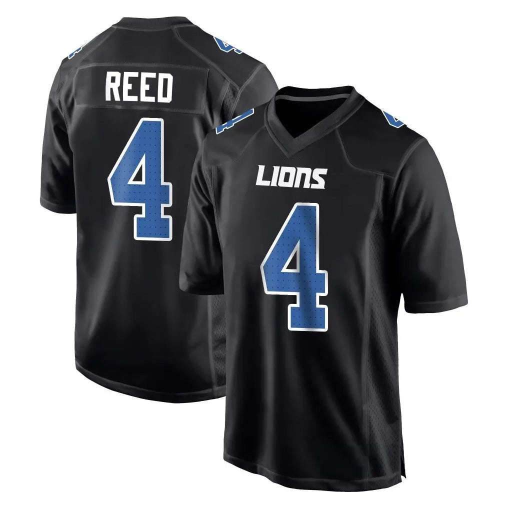 Jdoa D.Lions #4 D.J. Reed Player Black Fashion Home Game Stitched Jerseys