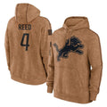 Jdoa D.Lions #4 D.J. Reed Player Brown Salute to Service Hoodies Limited Game Stitched Jerseys