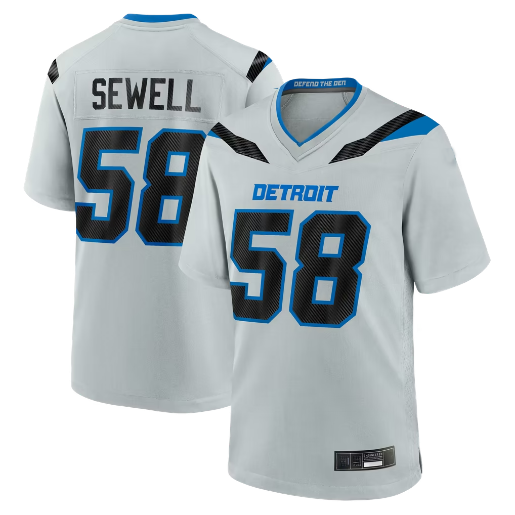 Jdoa D.Lions #58 Penei Sewell Silver 2026 Rivalries Collection Game Stitched Jerseys