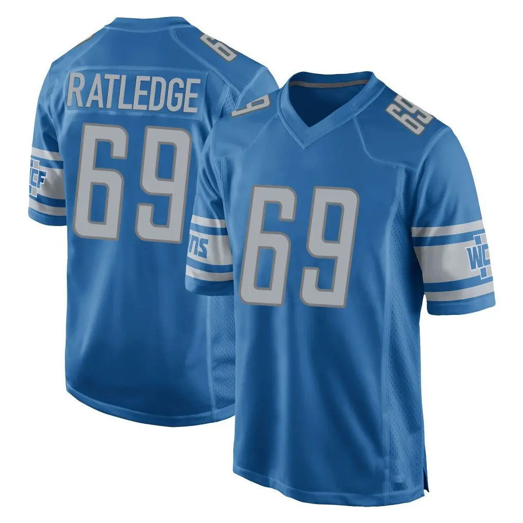 Jdoa D.Lions #69 Tate Ratledge Player Blue Home Game Stitched Jerseys