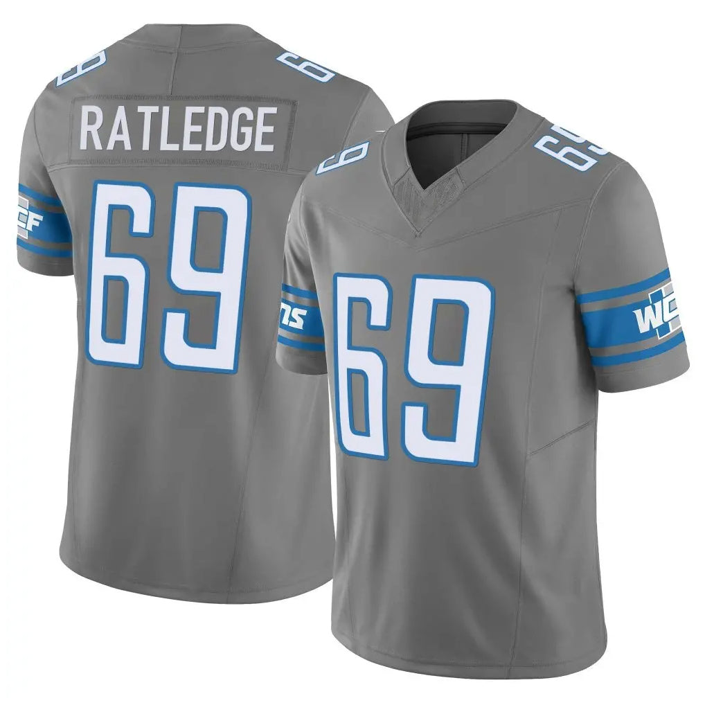 Jdoa D.Lions #69 Tate Ratledge Player Gray Vapor F.U.S.E. Limited Home Game Stitched Jerseys