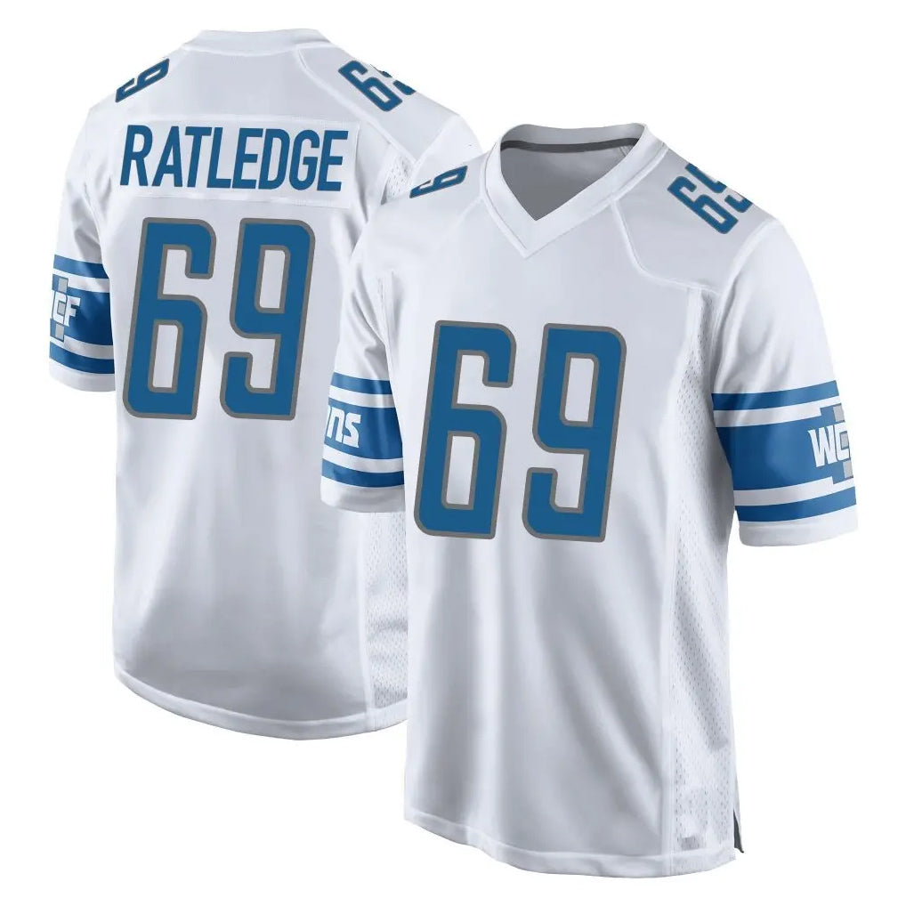 Jdoa D.Lions #69 Tate Ratledge Player White Home Game Stitched Jerseys