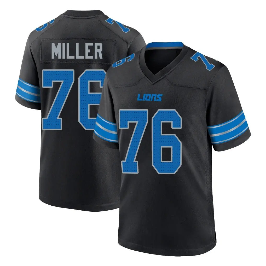 Jdoa D.Lions #76 Blake Miller Player Black Alternate Home Game Stitched Jerseys