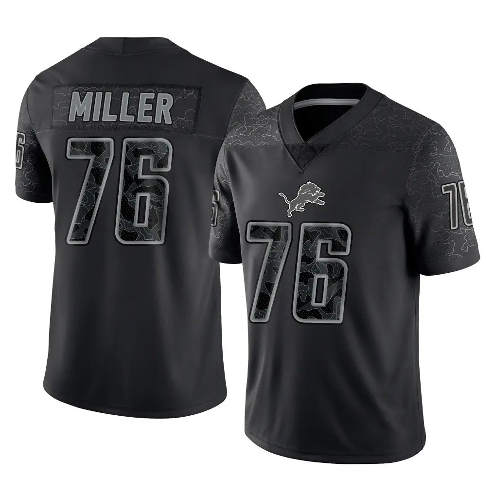Jdoa D.Lions #76 Blake Miller Player Black Reflective Limited Home Game Stitched Jerseys