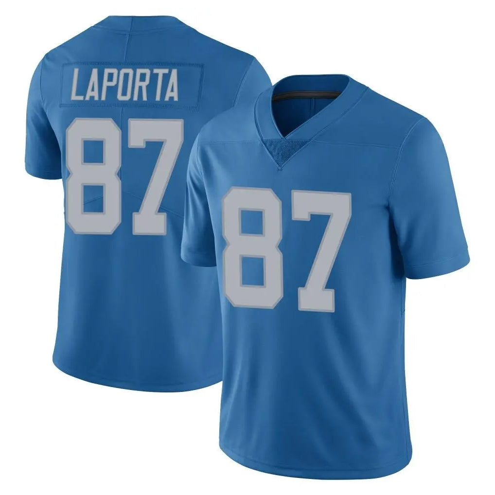 Jdoa D.Lions #87 Sam LaPorta Player Blue Limited Throwback Vapor Untouchable Stitched Jerseys