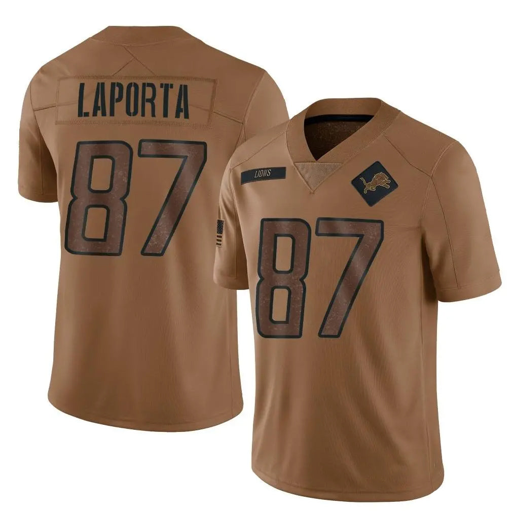 Jdoa D.Lions #87 Sam LaPorta Player Brown Salute To Service Limited Stitched Jerseys