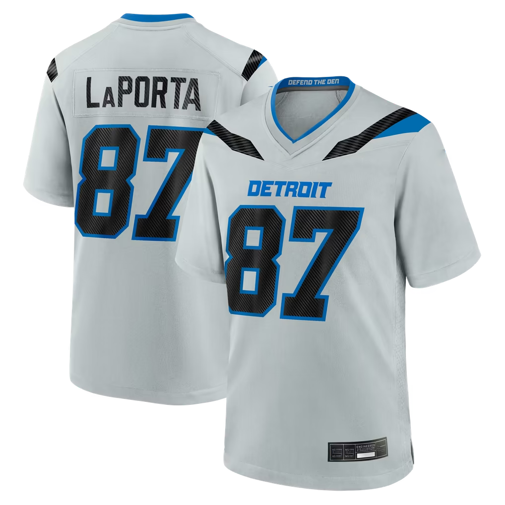 Jdoa D.Lions #87 Sam LaPorta Silver 2026 Rivalries Collection Game Stitched Jerseys