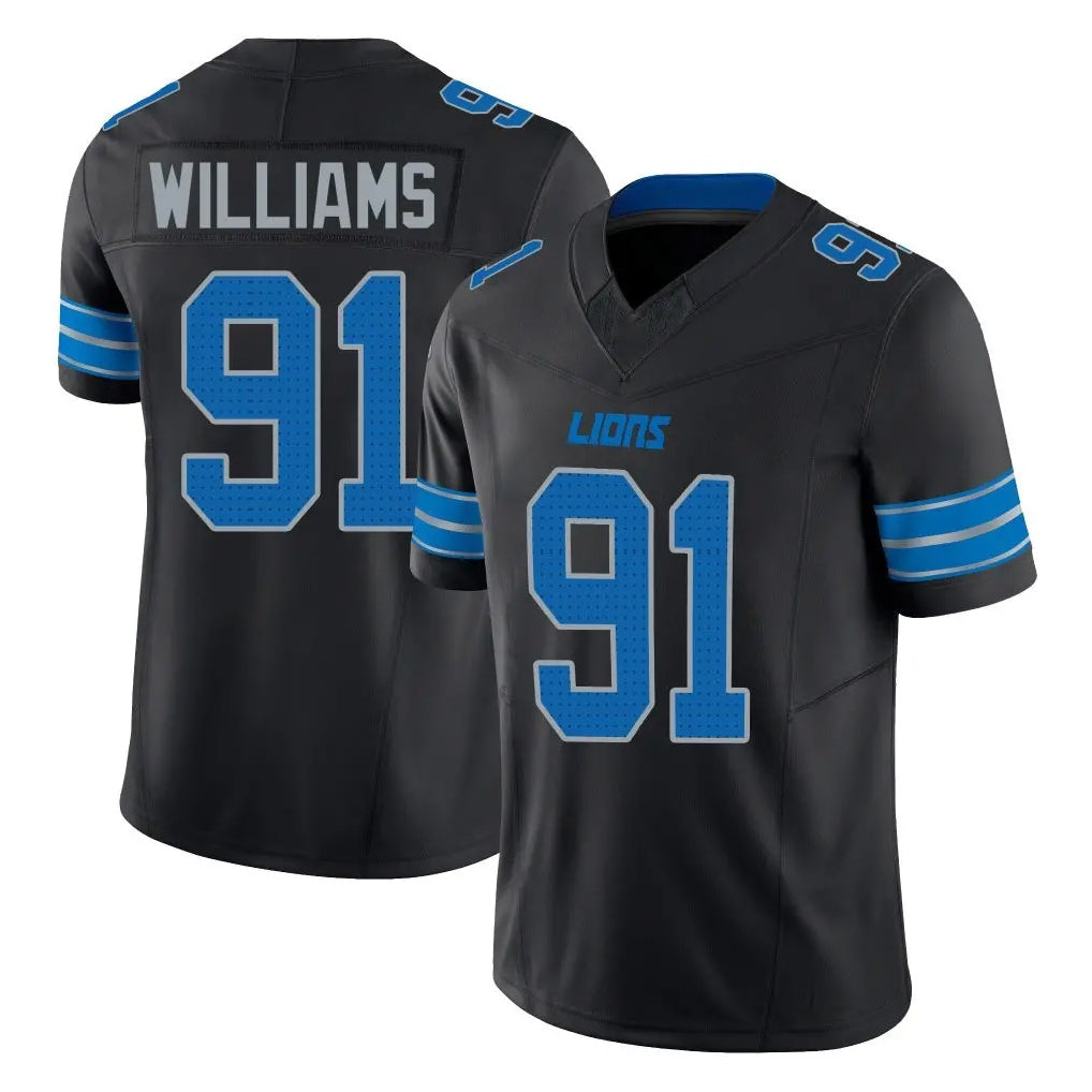 Jdoa D.Lions #91 Tyleik Williams Player Black Alternate Vapor F.U.S.E. Limited Home Game Stitched Jerseys