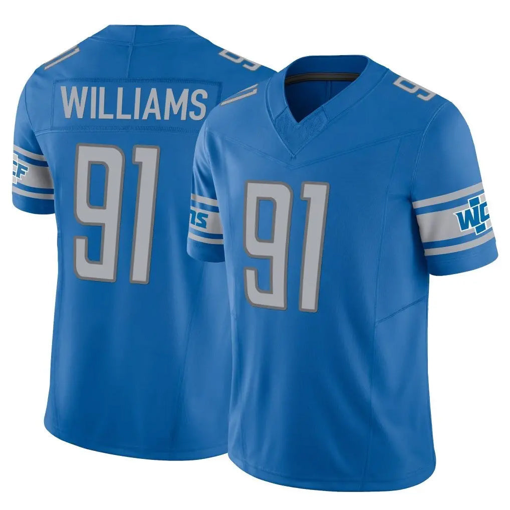 Jdoa D.Lions #91 Tyleik Williams Player Blue Vapor F.U.S.E. Limited Home Game Stitched Jerseys