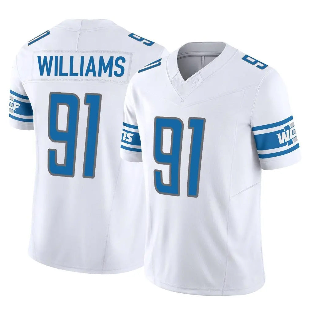 Jdoa D.Lions #91 Tyleik Williams Player White Vapor F.U.S.E. Limited Home Game Stitched Jerseys