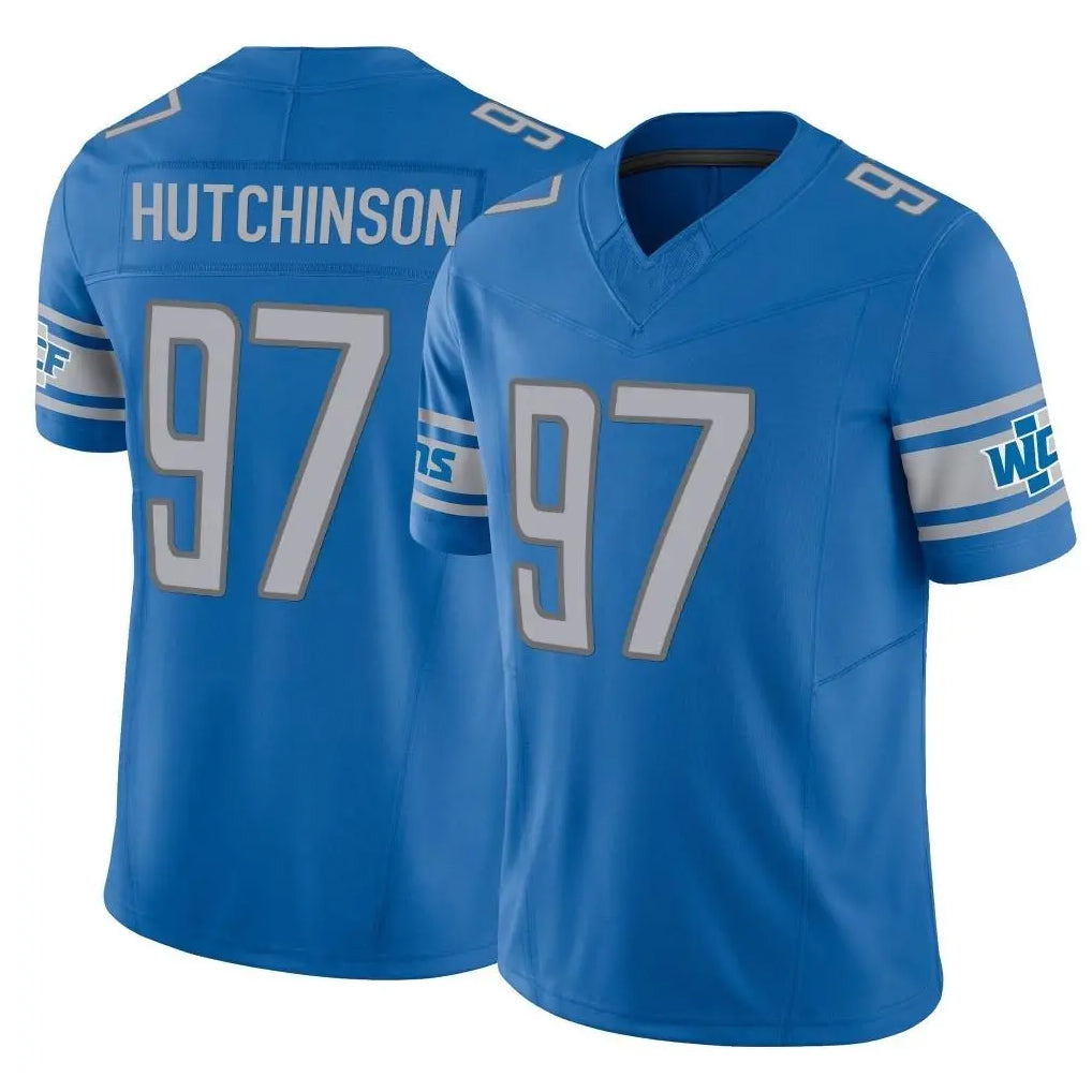Jdoa D.Lions #97 Aidan Hutchinson Player Blue Vapor F.U.S.E. Limited Home Game Stitched Jerseys