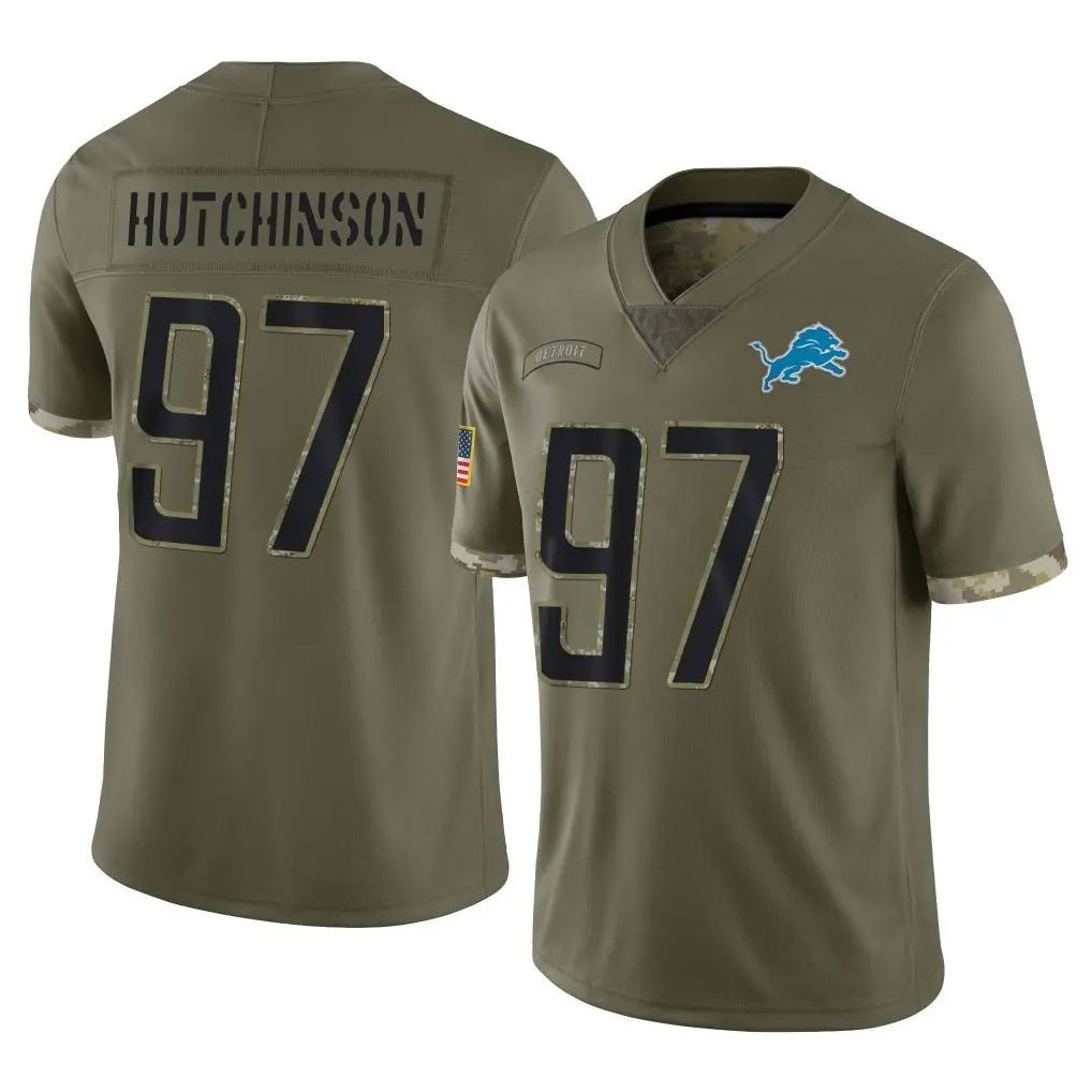 Jdoa D.Lions #97 Aidan Hutchinson Player Olive Salute To Service Limited Stitched Jerseys