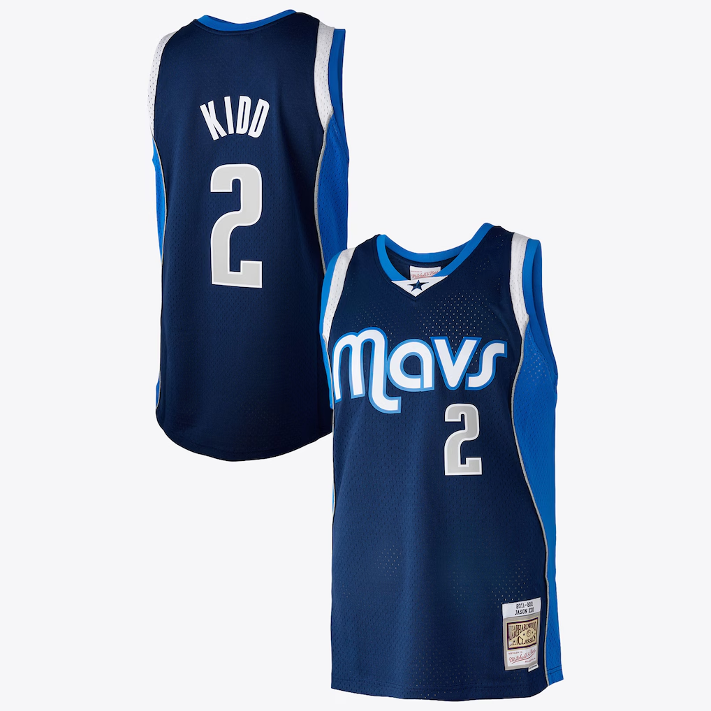 Xdoa D.Mavericks #2 Jason Kidd Blue Mitchell & Ness 2011 Swingman Authentic Stitched Jerseys