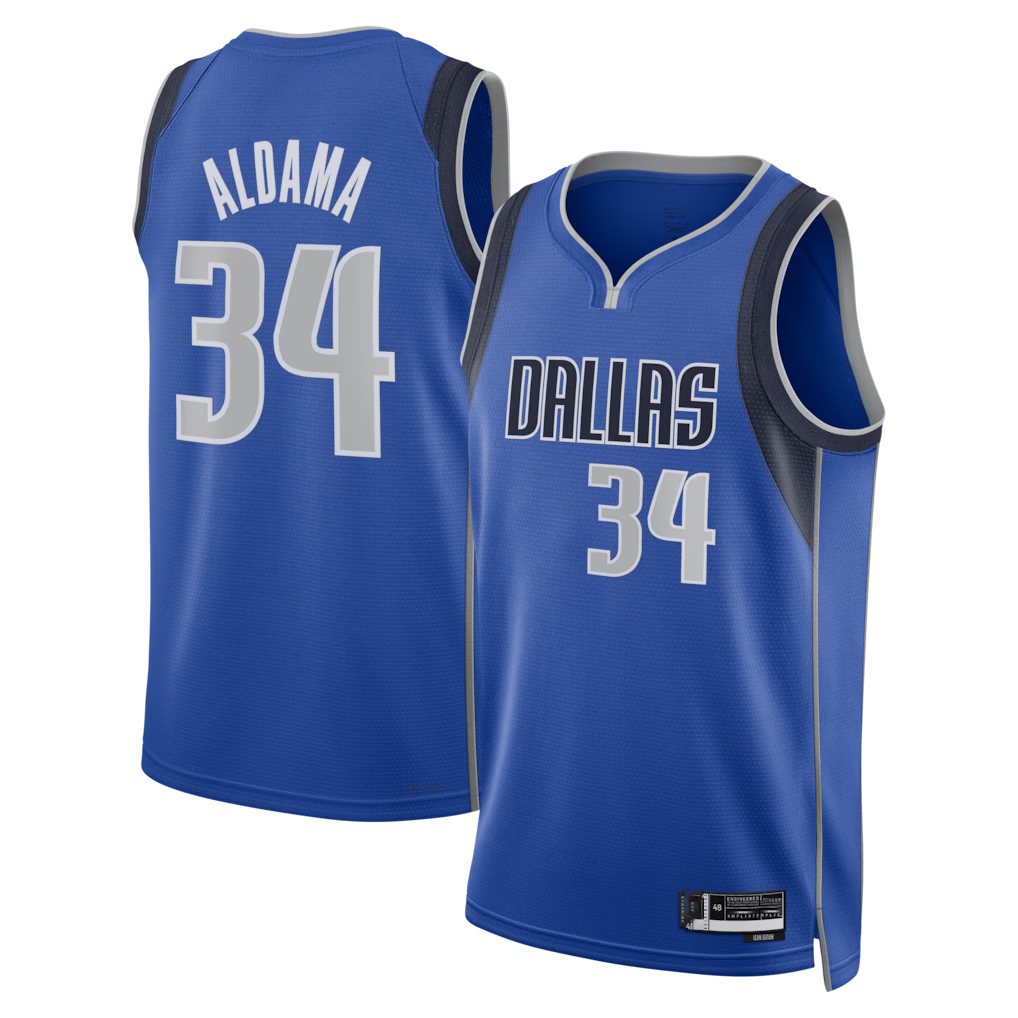Xdoa D.Mavericks #34 Santi Aldama Blue Icon Edition Swingman Stitched Jerseys