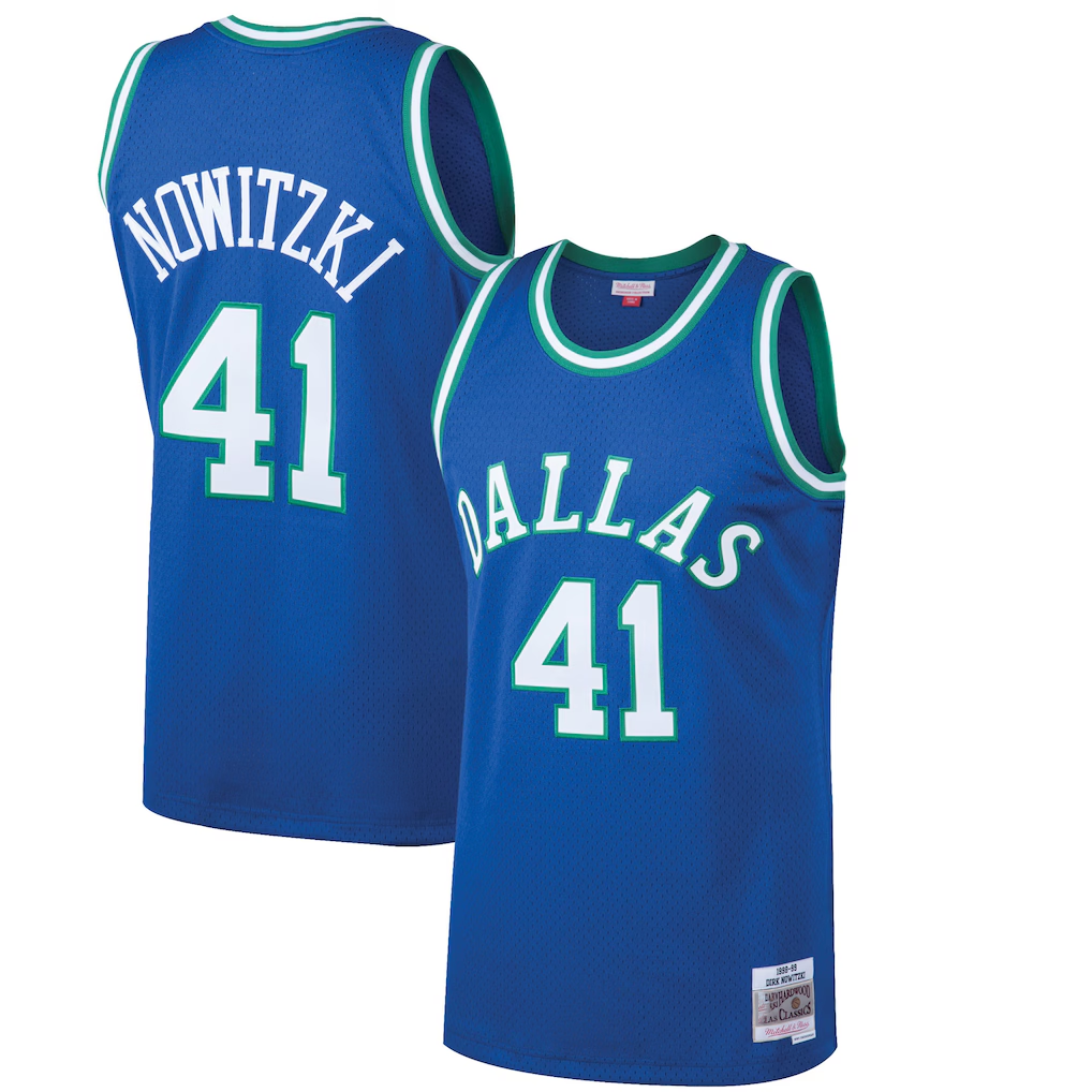 Xdoa D.Mavericks #41 Dirk Nowitzki Mitchell & Ness Blue 199899 Hardwood Classics Swingman Jerseys