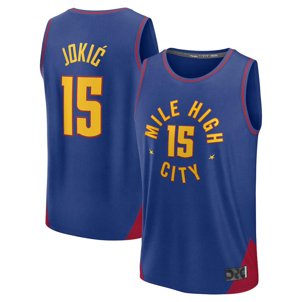 Xdoa D.Nuggets #15 Nikola Jokic  Blue Fast Break Replica Player Jerseys - Statement Edition