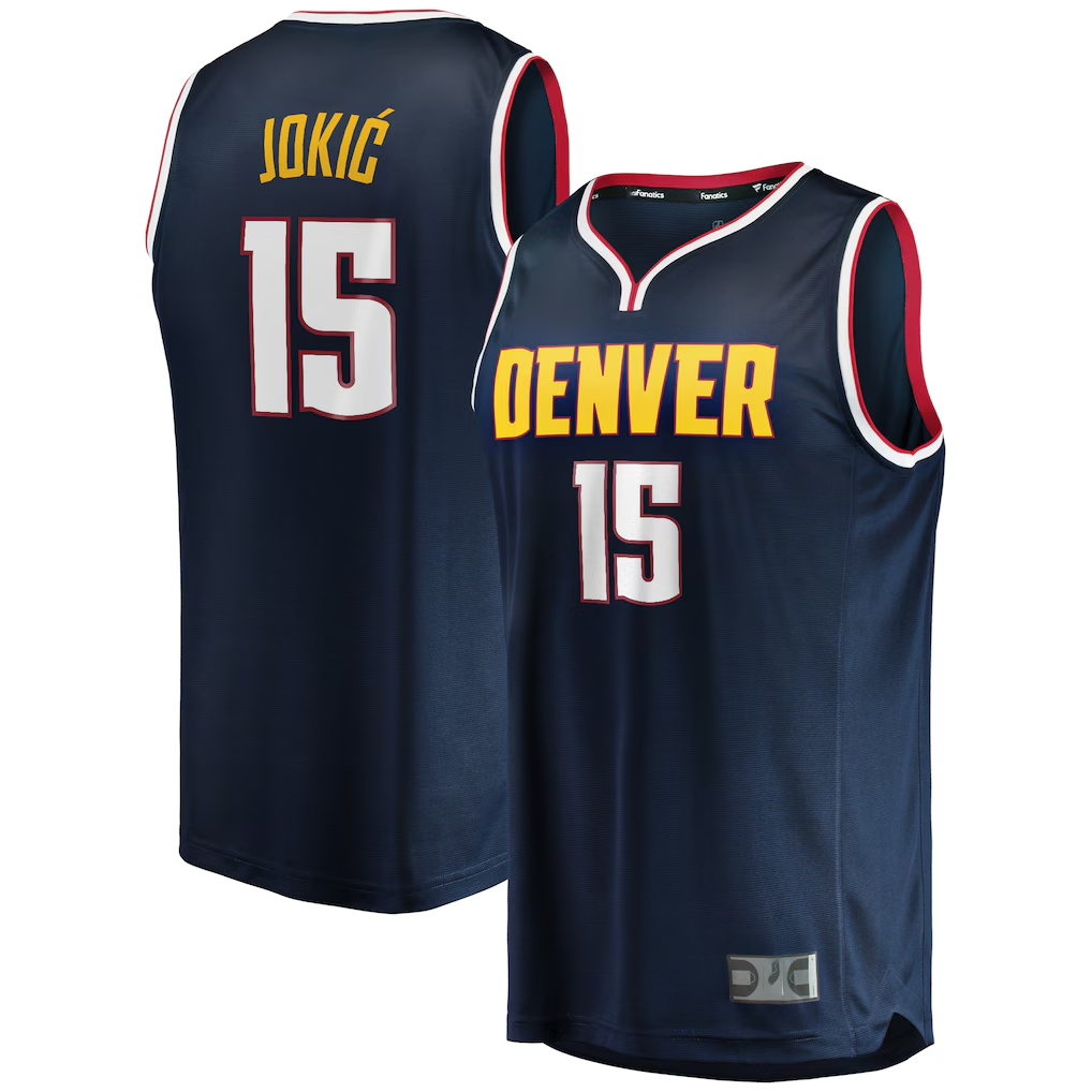 Xdoa D.Nuggets #15 Nikola Jokic Navy Fast Break Player Jerseys - Icon Edition