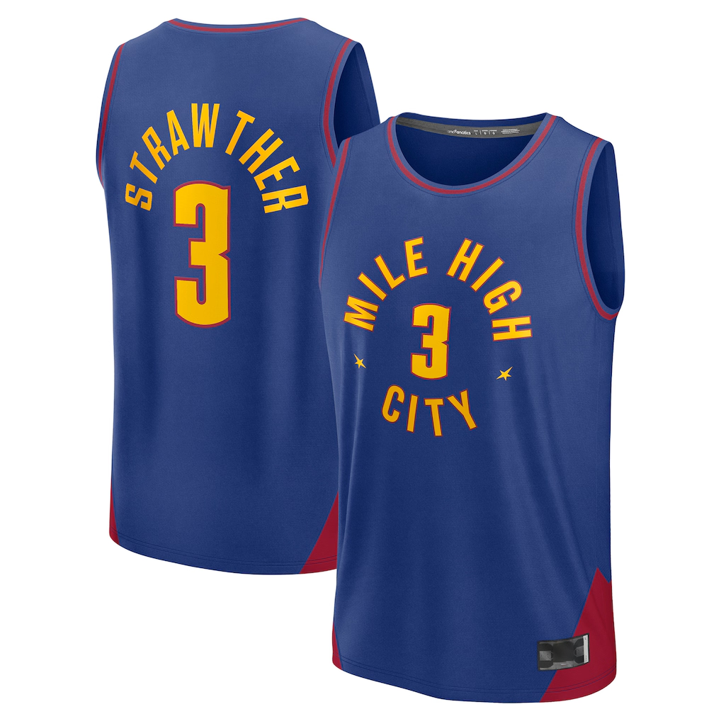 Xdoa D.Nuggets #3 Julian Strawther Blue Fast Break Replica Player Jerseys - Statement Edition