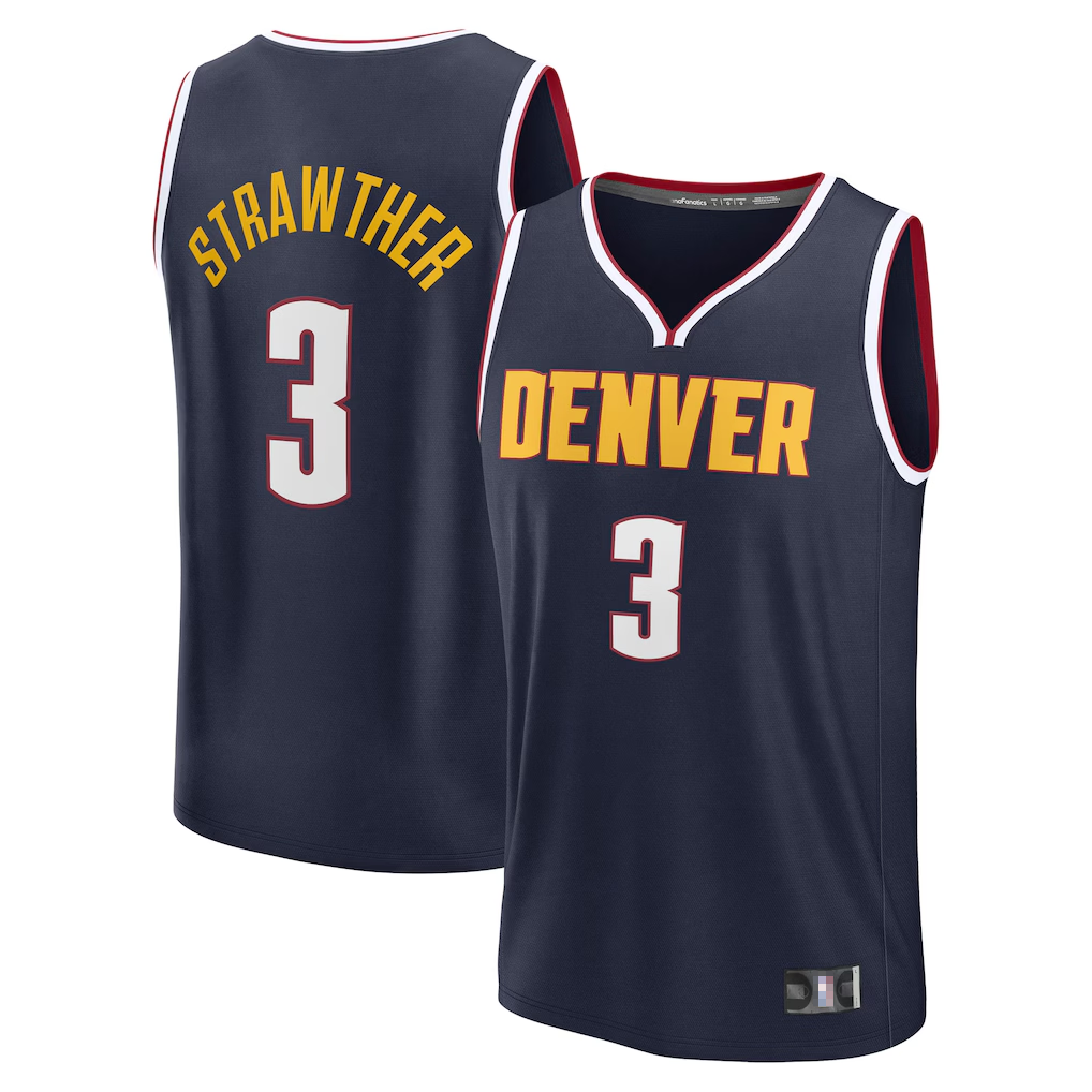Xdoa D.Nuggets #3 Julian Strawther Navy Fast Break Replica Player Jerseys - Icon Edition