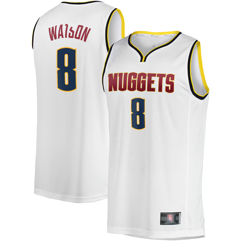 Xdoa D.Nuggets #8 Peyton Watson White Fast Break Player Jerseys - Association Edition