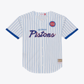 Jdoa D.Pistons Mitchell & Ness White Head Coach Pinstripe Mesh Full-Button Baseball Jerseys