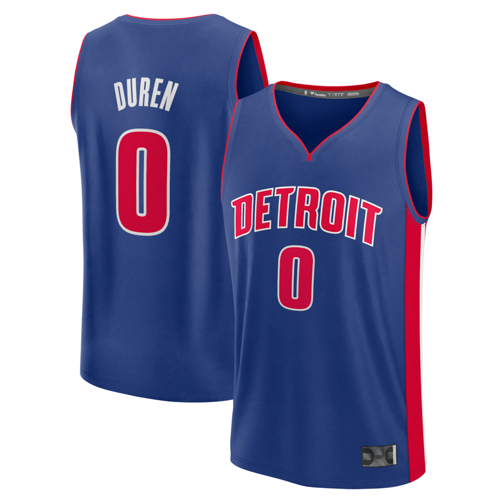 Xdoa D.Pistons #0 Jalen Duren  Blue Fast Break Replica Jerseys - Icon Edition